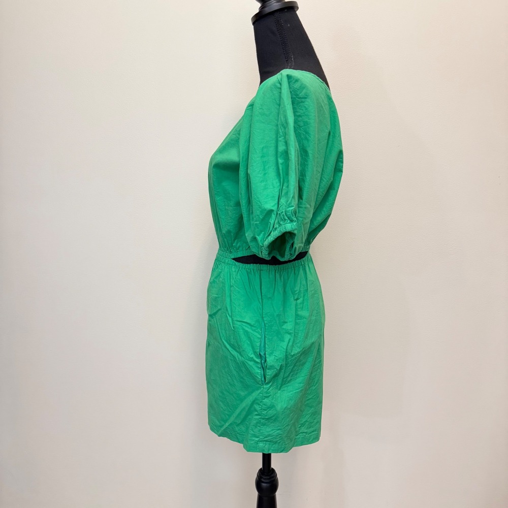 Day + Moon Green Cutout Puff Sleeve Romper Cotton Women S Summer Shorts Playsuit - Picture 4 of 9
